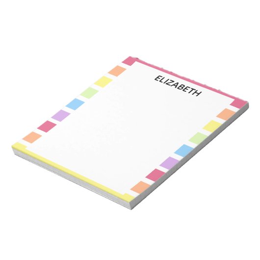 Rainbow Stripes Pastel Naam | Personaliseren Notitieblok (Linkerzijde)