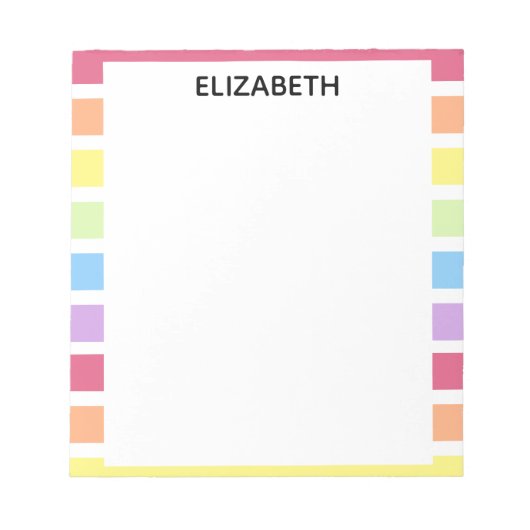 Rainbow Stripes Pastel Naam | Personaliseren Notitieblok (Voorkant)