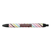 Rainbow Stripes Pattern, gepersonaliseerd Zwarte Inkt Pen (Voorkant)