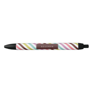 Rainbow Stripes Pattern, gepersonaliseerd Zwarte Inkt Pen
