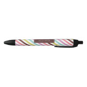Rainbow Stripes Pattern, gepersonaliseerd Zwarte Inkt Pen (Bodem)