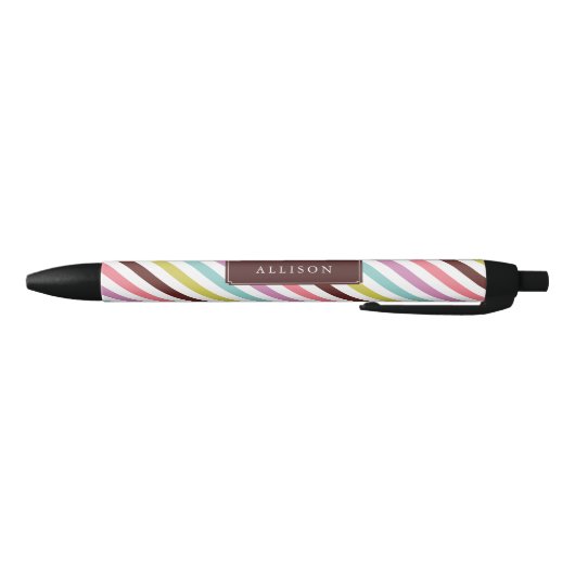 Rainbow Stripes Pattern, gepersonaliseerd Zwarte Inkt Pen (Bodem)