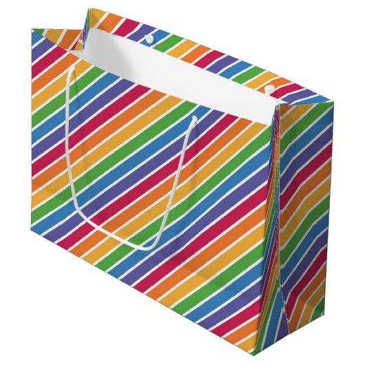 Rainbow Stripes Pattern Groot Cadeauzakje (Voorkant Gekanteld)
