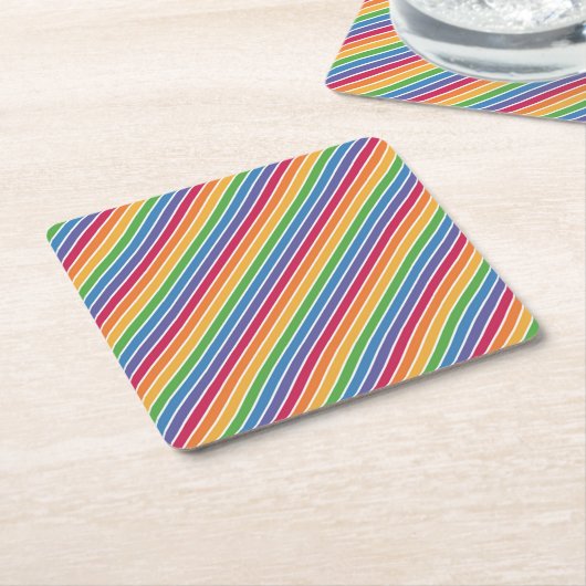 Rainbow Stripes Pattern Kartonnen Onderzetters (Schuin)