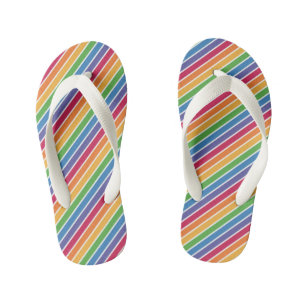 Rainbow Stripes Pattern Kinder Teenslippers