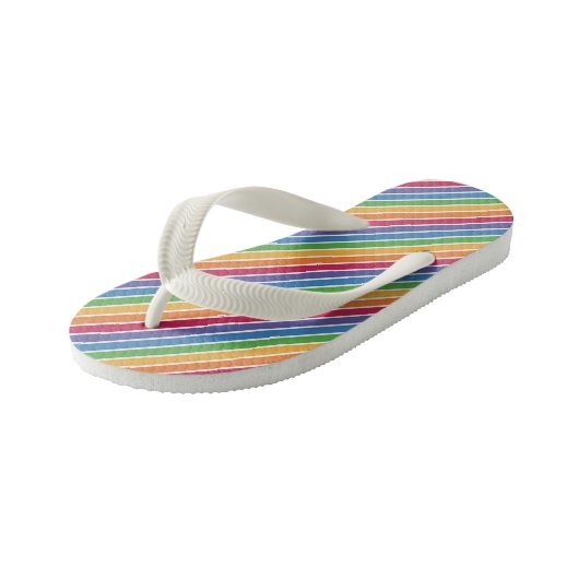 Rainbow Stripes Pattern Kinder Teenslippers (Schuin)