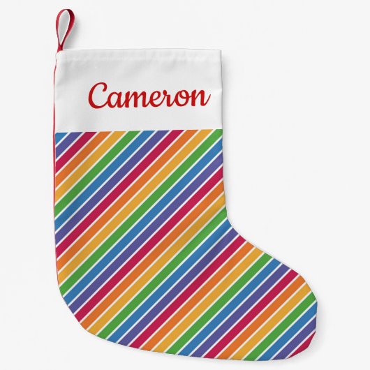 Rainbow Stripes Pattern Kleine Kerstsok (Voorkant)