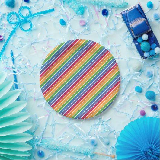 Rainbow Stripes Pattern Papieren Bordje (Feest)