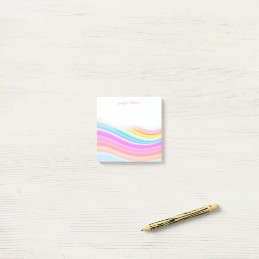 Rainbow Stripes Pattern Pink Custom Post-it® Notes (Op bureau)