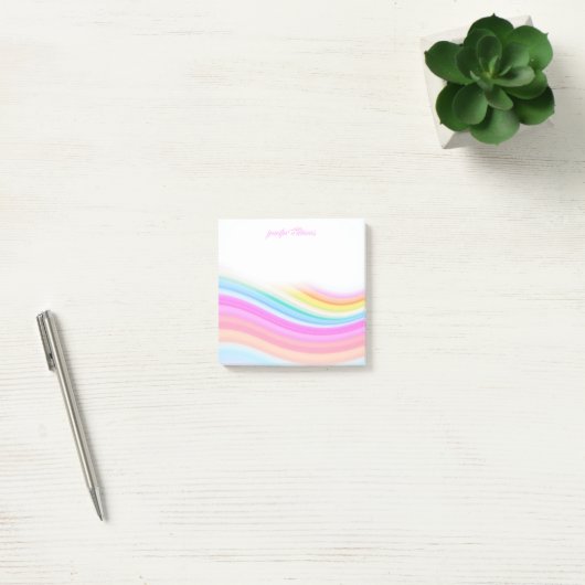 Rainbow Stripes Pattern Pink Custom Post-it® Notes (Kantoor)