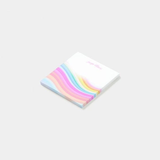Rainbow Stripes Pattern Pink Custom Post-it® Notes (Schuin)