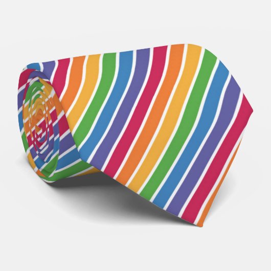 Rainbow Stripes Pattern Stropdas (Opgerold)