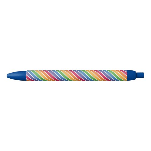 Rainbow Stripes Pattern Zwarte Inkt Pen (Voorkant)