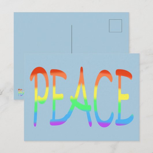 Rainbow Stripes Peace Word kleuren Briefkaarten (Voorkant / Achterkant)