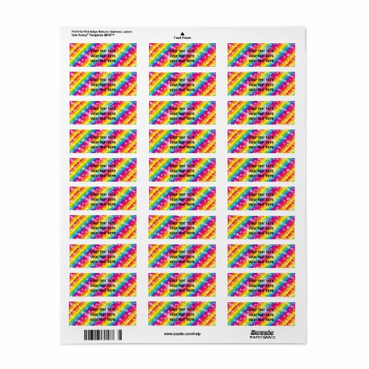Rainbow Stripes Sparkle Glitter Adresetiketten Etiket (Full Sheet)