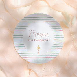 Rainbow Stripes & Star Candle verjaardagsfeestje Papieren Bordje