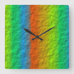 RAINBOW STRIPES TEXTURE VIERKANTE KLOK