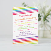 Rainbow Stripes Verjaardagsfeest - 3x5 Uitnodiging (Staand voorkant)