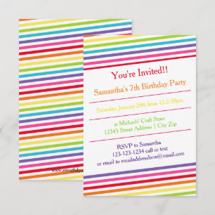Rainbow Stripes Verjaardagsfeest - 3x5 Uitnodiging