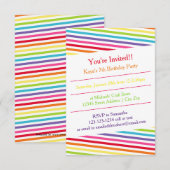 Rainbow Stripes Verjaardagsfeest - 3x5 Uitnodiging (Voorkant / Achterkant)
