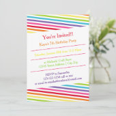 Rainbow Stripes Verjaardagsfeest - Uitnodiging (Staand voorkant)