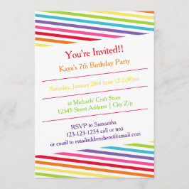 Rainbow Stripes Verjaardagsfeest - Uitnodiging