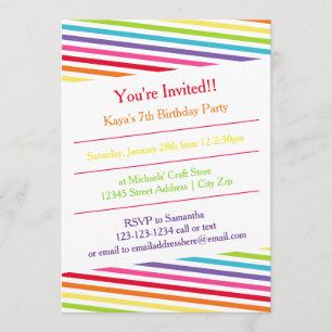 Rainbow Stripes Verjaardagsfeest - Uitnodiging