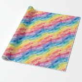 Rainbow Stripes Waterverf Abstract Cadeaupapier (Uitgerold)