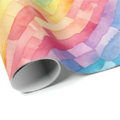 Rainbow Stripes Waterverf Abstract Cadeaupapier (Rol Hoek)