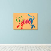 Rainbow stripey tijgerkunst canvas afdruk (Insitu (Houten vloer))