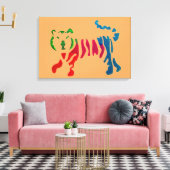 Rainbow stripey tijgerkunst canvas afdruk (Insitu (Woonkamer))