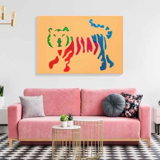 Rainbow stripey tijgerkunst canvas afdruk (Insitu (Woonkamer))