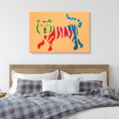 Rainbow stripey tijgerkunst canvas afdruk (Insitu (Slaapkamer))