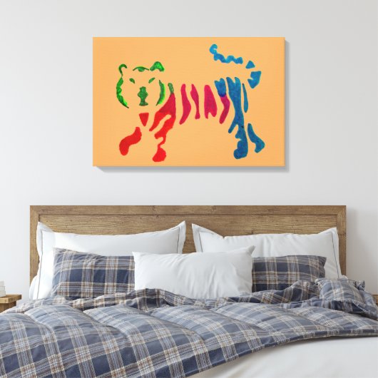 Rainbow stripey tijgerkunst canvas afdruk (Insitu (Slaapkamer))
