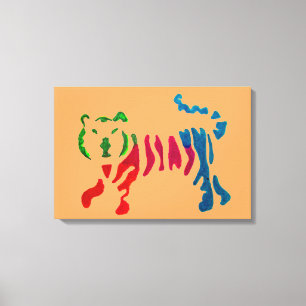 Rainbow stripey tijgerkunst canvas afdruk