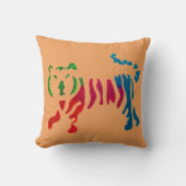 Rainbow stripey tijgerkunst kussen (Voorkant)