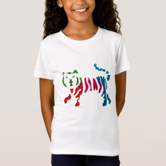 Rainbow stripey tijgerkunst t-shirt (Voorkant)