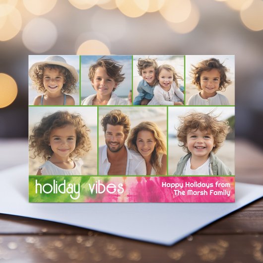 Rainbow Stropdas-Dye - 7 Fotocollage - Holiday Vib Feestdagenkaart