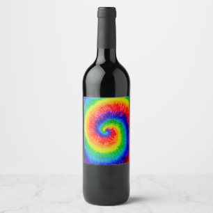 Rainbow-Stropdas-Dye-alcohol-inktverf Wijn Etiket