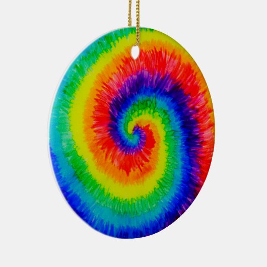 Rainbow-Stropdas-Dye-alcoholinkt Keramisch Ornament (Rechts)