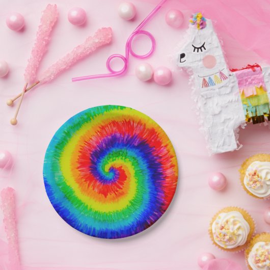 Rainbow-Stropdas-Dye-alcoholinkt Papieren Bordje (Feest)