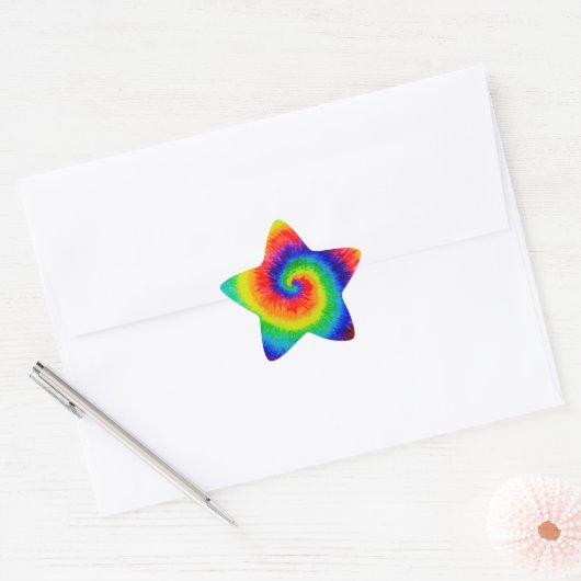 Rainbow-Stropdas-Dye-alcoholinkt Ster Sticker (Envelop)