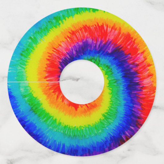 Rainbow-Stropdas-Dye-alcoholinkt Wijnglaslabel (Voorkant)