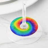 Rainbow-Stropdas-Dye-alcoholinkt Wijnglaslabel (Dichtbij)