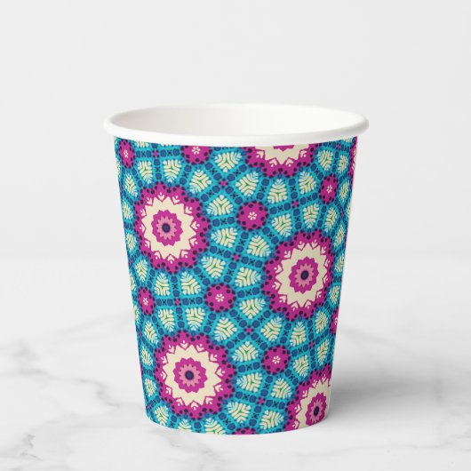 Rainbow Stropdas-dye Geometrische Mandala 5 Patroo Papieren Bekers (Achterkant)