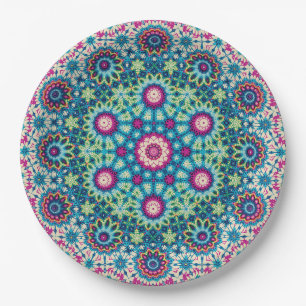 Rainbow Stropdas-dye Geometrische Mandala 5 Patroo Papieren Bordje
