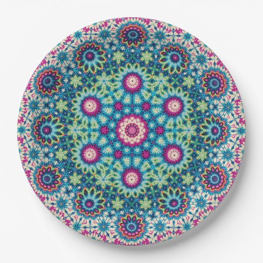 Rainbow Stropdas-dye Geometrische Mandala 5 Patroo Papieren Bordje (Voorkant)