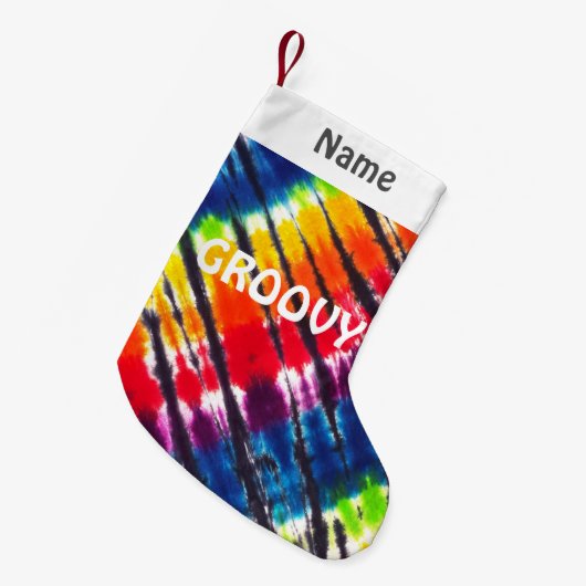 Rainbow Stropdas-Dye Gepersonaliseerd Groovy Kleine Kerstsok (Voorkant (Hangend))