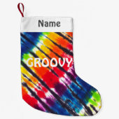 Rainbow Stropdas-Dye Gepersonaliseerd Groovy Kleine Kerstsok (Voorkant)