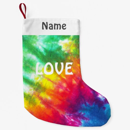 Rainbow Stropdas-Dye Gepersonaliseerd Love Kleine Kerstsok (Voorkant)